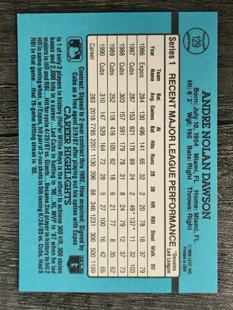 1991 Donruss #129 Andre Dawson