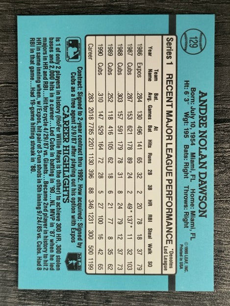 1991 Donruss #129 Andre Dawson