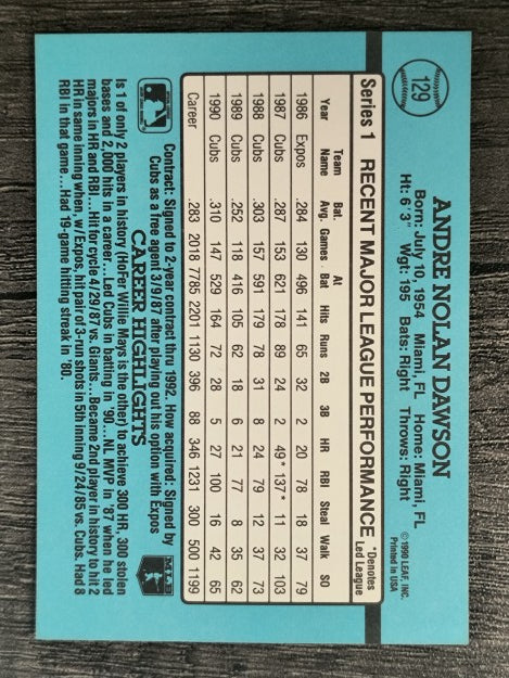 1991 Donruss #129 Andre Dawson