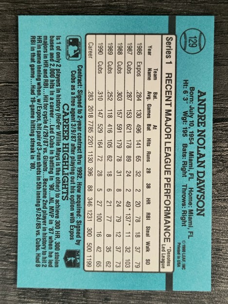1991 Donruss #129 Andre Dawson