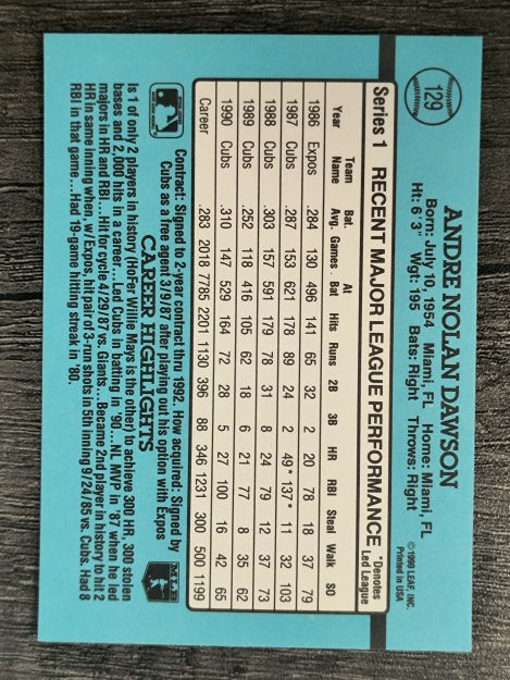 1991 Donruss #129 Andre Dawson