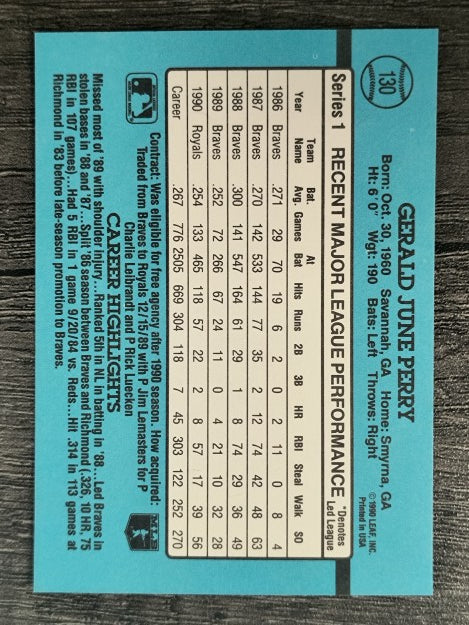 1991 Donruss #130 Gerald Perry