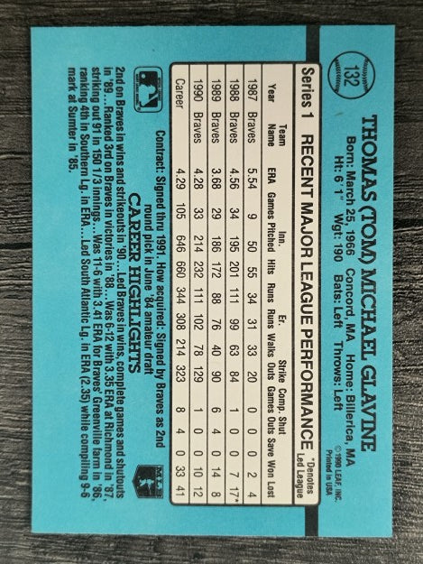 1991 Donruss #132 Tom Glavine