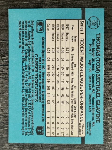 1991 Donruss #132 Tom Glavine