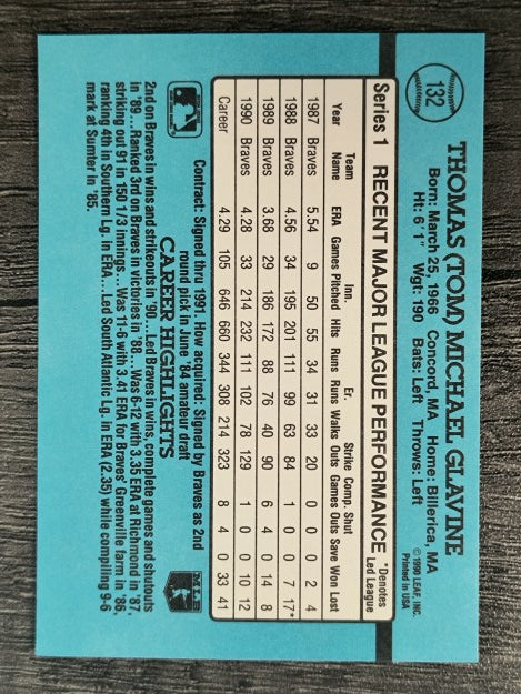 1991 Donruss #132 Tom Glavine