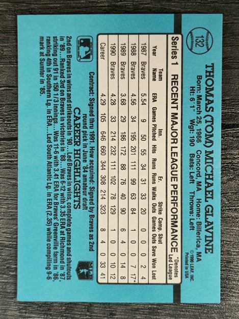 1991 Donruss #132 Tom Glavine