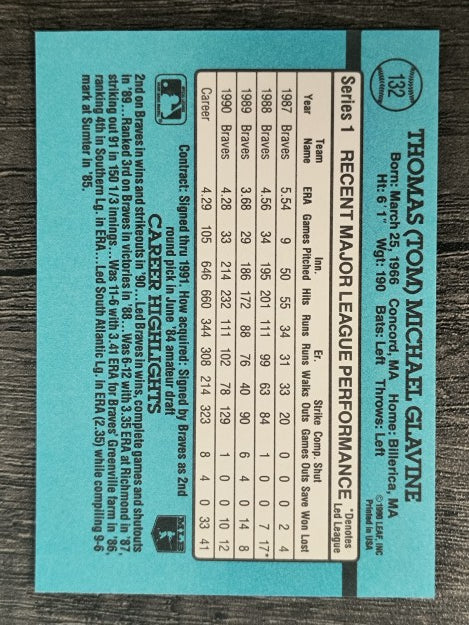 1991 Donruss #132 Tom Glavine