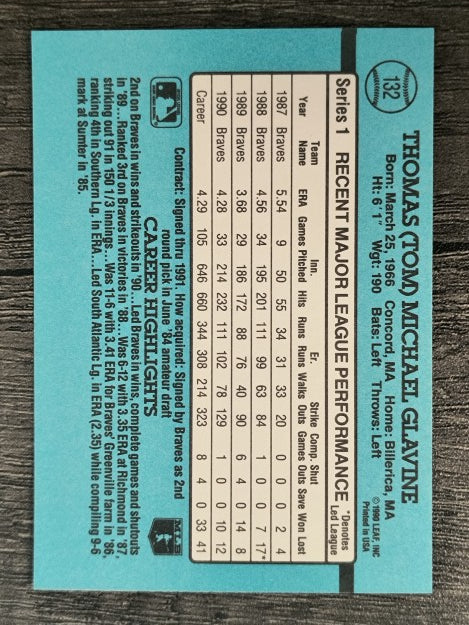 1991 Donruss #132 Tom Glavine