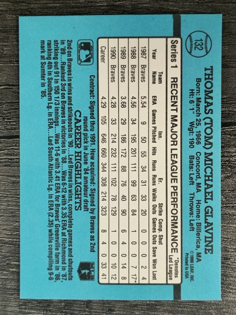 1991 Donruss #132 Tom Glavine