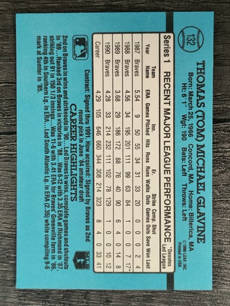 1991 Donruss #132 Tom Glavine