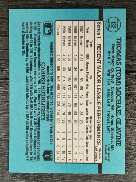 1991 Donruss #132 Tom Glavine