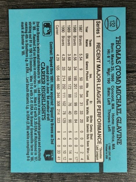 1991 Donruss #132 Tom Glavine