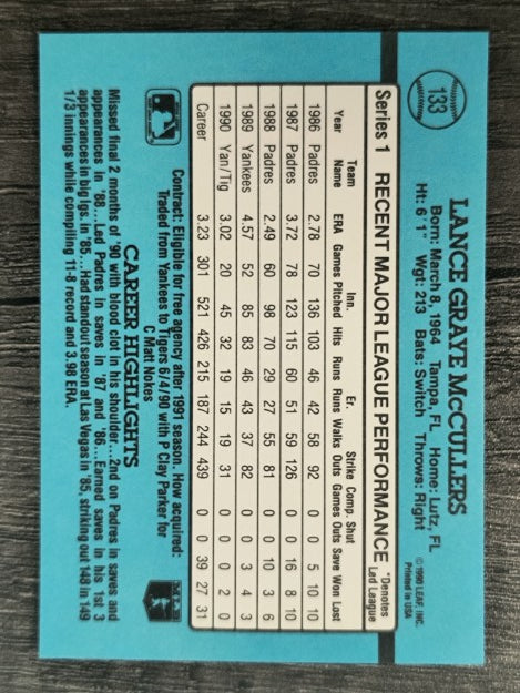 1991 Donruss #133 Lance McCullers
