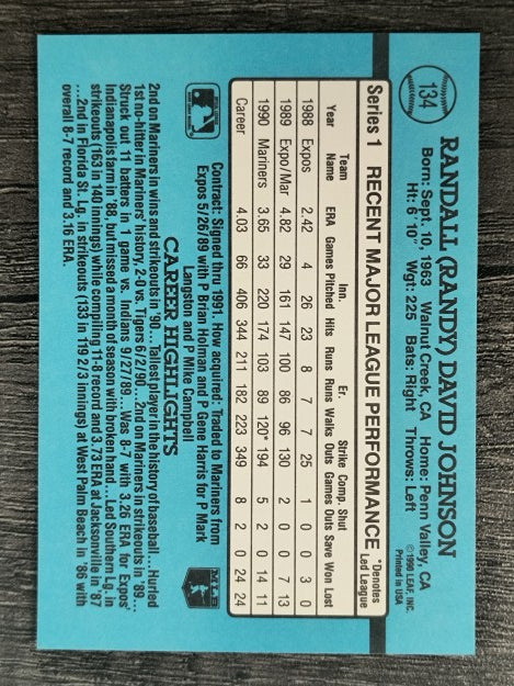 1991 Donruss #134 Randy Johnson