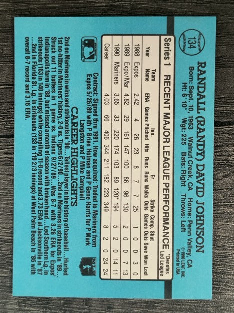 1991 Donruss #134 Randy Johnson