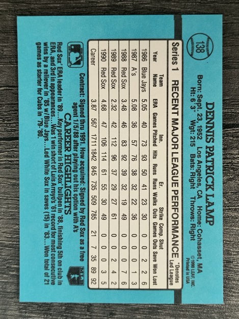1991 Donruss #138 Dennis Lamp