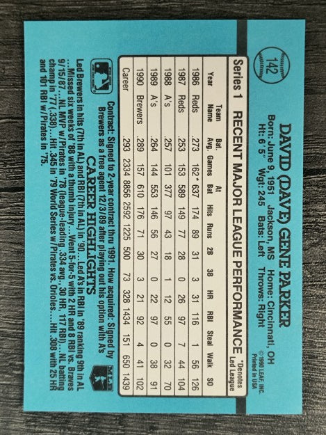 1991 Donruss #142 Dave Parker