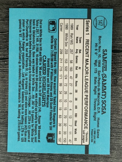 1991 Donruss #147 Sammy Sosa