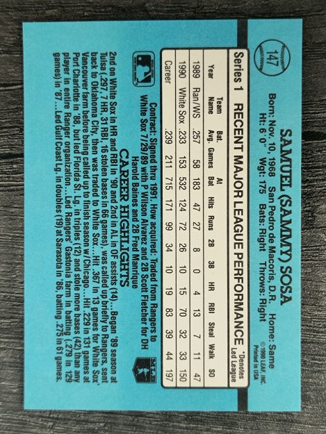 1991 Donruss #147 Sammy Sosa