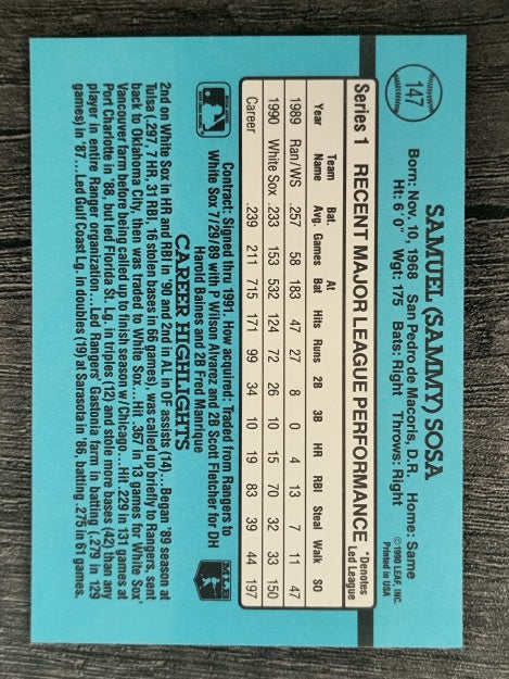 1991 Donruss #147 Sammy Sosa