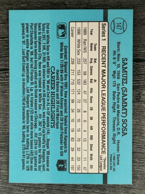 1991 Donruss #147 Sammy Sosa
