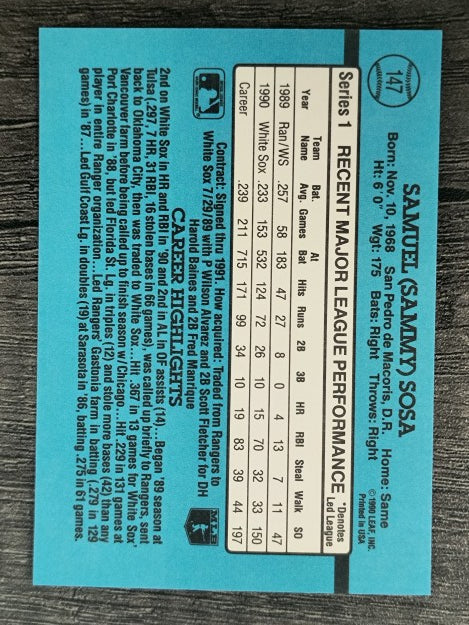 1991 Donruss #147 Sammy Sosa