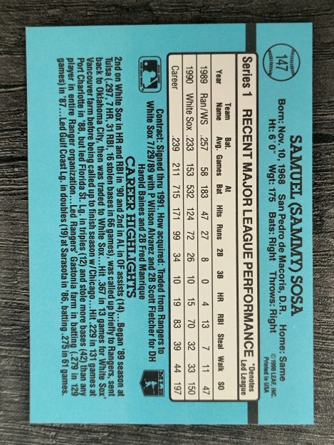 1991 Donruss #147 Sammy Sosa
