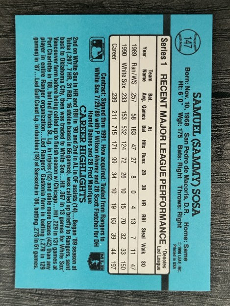 1991 Donruss #147 Sammy Sosa