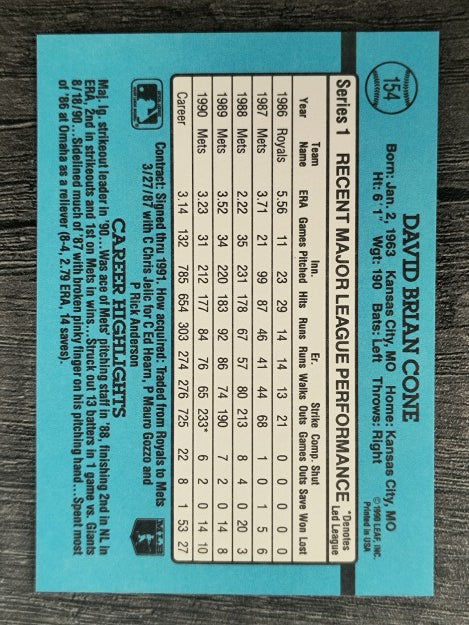 1991 Donruss #154 David Cone