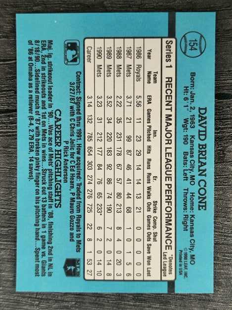 1991 Donruss #154 David Cone
