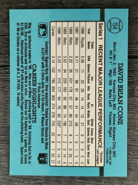 1991 Donruss #154 David Cone