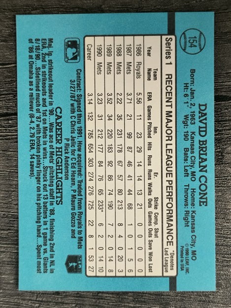 1991 Donruss #154 David Cone