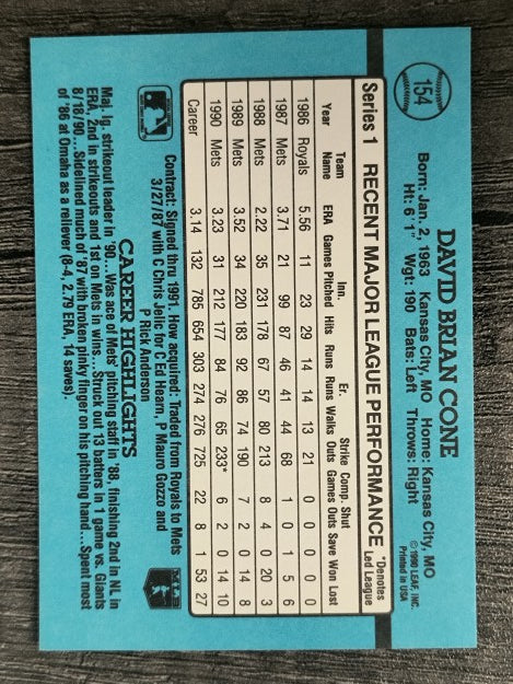 1991 Donruss #154 David Cone