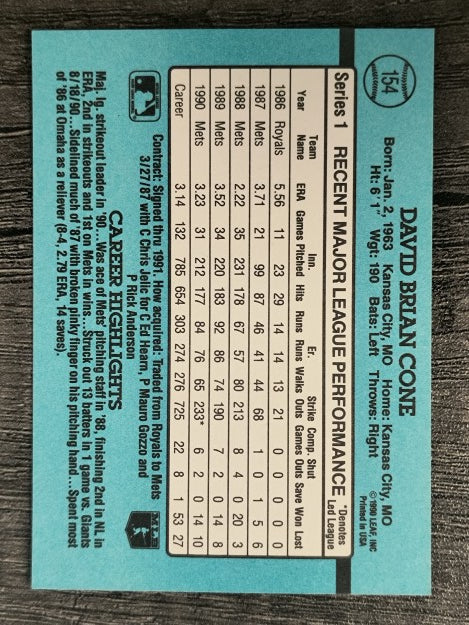 1991 Donruss #154 David Cone