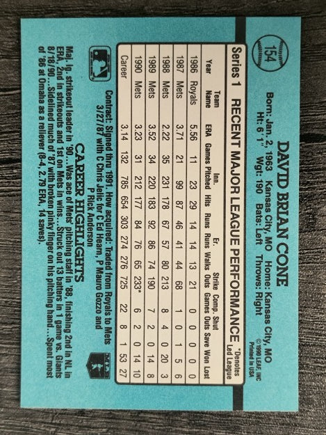 1991 Donruss #154 David Cone
