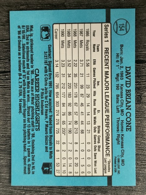 1991 Donruss #154 David Cone