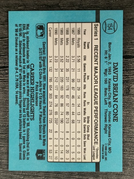 1991 Donruss #154 David Cone