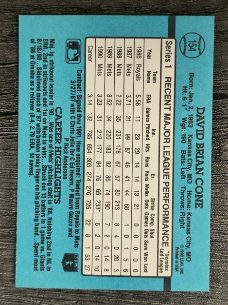 1991 Donruss #154 David Cone
