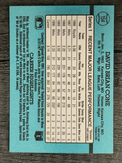 1991 Donruss #154 David Cone