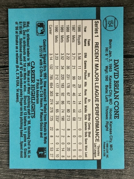 1991 Donruss #154 David Cone