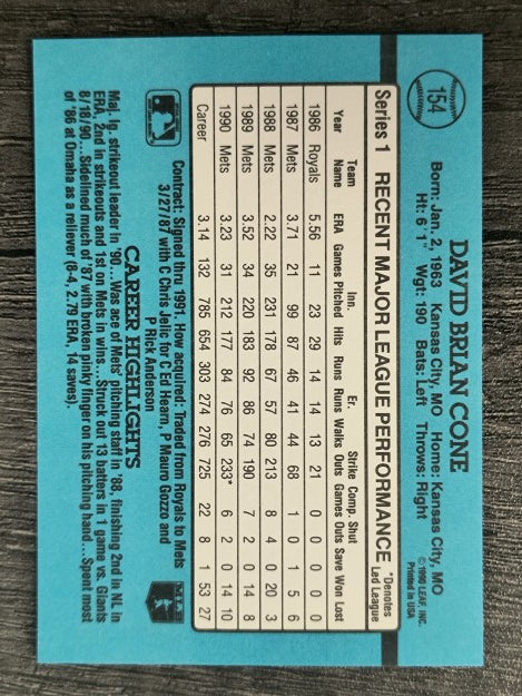 1991 Donruss #154 David Cone