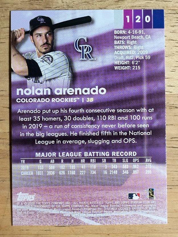 2020 Stadium Club #120 Nolan Arenado