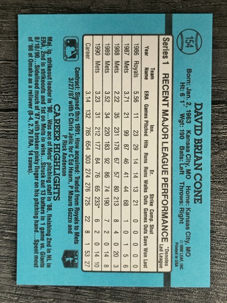 1991 Donruss #154 David Cone