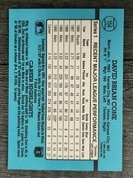 1991 Donruss #154 David Cone