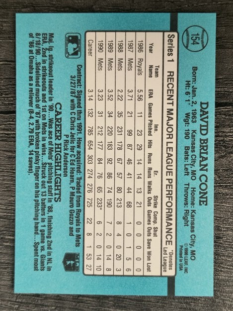 1991 Donruss #154 David Cone