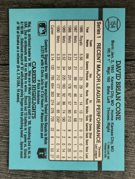 1991 Donruss #154 David Cone