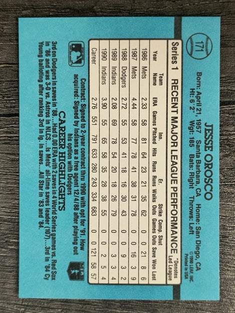 1991 Donruss #171 Jesse Orosco