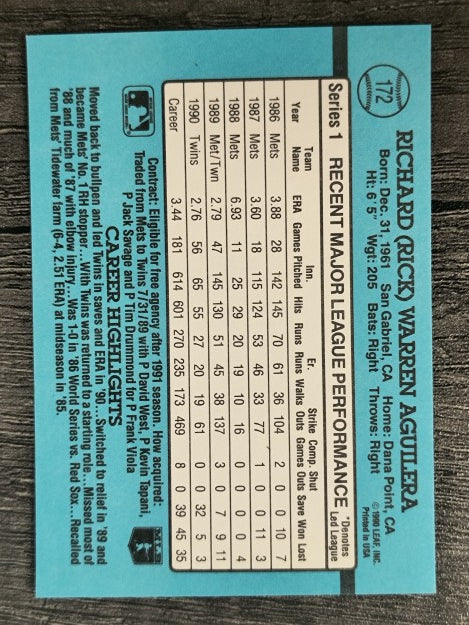 1991 Donruss #172 Rick Aguilera