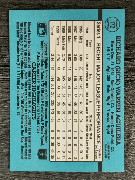 1991 Donruss #172 Rick Aguilera