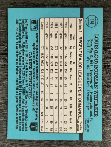1991 Donruss #174 Lou Whitaker